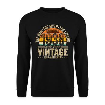 Millésime 1936 : Légende d’anniversaire - Sweat-shirt Unisexe - noir - Devant - Alina (178cm) & Michal (187cm)