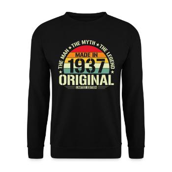 1937 Geburtstag - Unisex Pullover - Schwarz - Vorne - Alina (178cm) & Michal (187cm)
