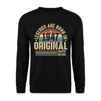 Anniversaire 1947 - Sweat-shirt Unisexe - noir - Devant - Alina (178cm) & Michal (187cm)