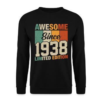 "1938 Birthday Shirt - Retro Style for 86 Years - Unisex Sweatshirt - black - Front - Alina (178cm) & Michal (187cm)
