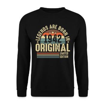 Chemise d’anniversaire Vintage 1942 - Sweat-shirt Unisexe - noir - Devant - Alina (178cm) & Michal (187cm)