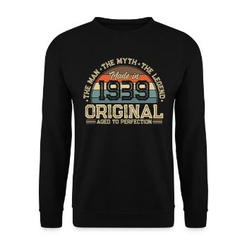 1939: Vintage Legende zum 85. Geburtstag - Unisex Pullover - Schwarz - Vorne - Alina (178cm) & Michal (187cm)