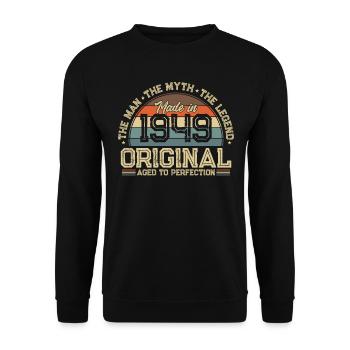 Stylish 75th Birthday Anniversary of 1949 - Unisex Sweatshirt - black - Front - Alina (178cm) & Michal (187cm)