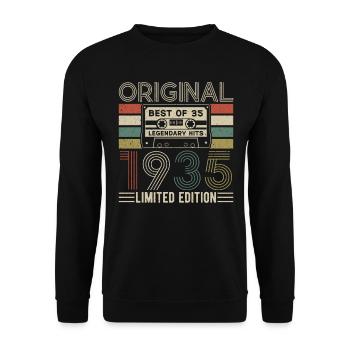 1935 - Vintage Birthday Joy - Unisex Sweatshirt - black - Front - Alina (178cm) & Michal (187cm)