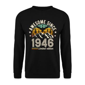 Vintage 1946 - Zeitlose Eleganz - Unisex Pullover - Schwarz - Vorne - Alina (178cm) & Michal (187cm)