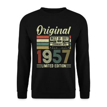 Classique 1957 intemporel rétro cadeau d’anniversaire - Sweat-shirt Unisexe - noir - Devant - Alina (178cm) & Michal (187cm)