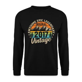 Vintage 2017 - Unique Birthday Gift - Unisex Sweatshirt - black - Front - Alina (178cm) & Michal (187cm)