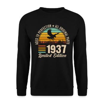 1937 - Ein Vintage Meisterwerk - Unisex Pullover - Schwarz - Vorne - Alina (178cm) & Michal (187cm)