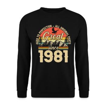 Vintage 1981 - Timeless Legend - Unisex Sweatshirt - black - Front - Alina (178cm) & Michal (187cm)
