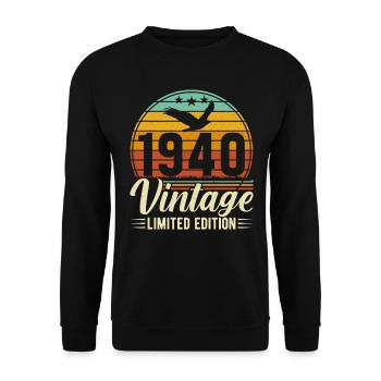 Vintage 84th Birthday Retro Gift 1940's - Unisex Sweatshirt - black - Front - Alina (178cm) & Michal (187cm)