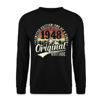 Vintage Birthday 1948 Retro - Unisex Sweatshirt - black - Front - Alina (178cm) & Michal (187cm)