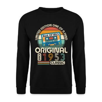 70. Geburtstag Vintage Retro 1953 Geschenkidee - Unisex Pullover - Schwarz - Vorne - Alina (178cm) & Michal (187cm)