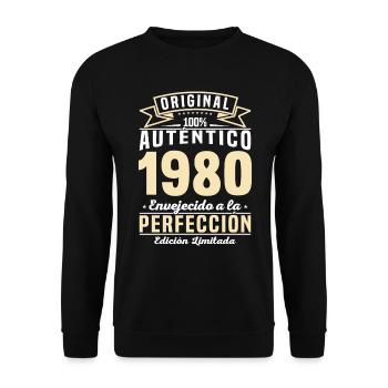 Vintage 1980's Birthday - Unisex Sweatshirt - black - Front - Alina (178cm) & Michal (187cm)
