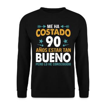 90. Geburtstag Vintage Retro - Originelles Geschenk - Unisex Pullover - Schwarz - Vorne - Alina (178cm) & Michal (187cm)