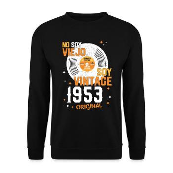 70th Birthday Vintage 1953 - Original Gift - Unisex Sweatshirt - black - Front - Alina (178cm) & Michal (187cm)