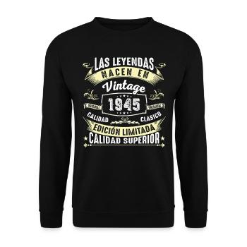 79th Birthday Vintage 1945 - Unisex Sweatshirt - black - Front - Alina (178cm) & Michal (187cm)