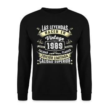 35th Birthday Vintage 1989 - Unisex Sweatshirt - black - Front - Alina (178cm) & Michal (187cm)