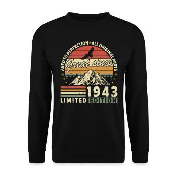 Vintage 80th Birthday 1943 Retro Style - Unisex Sweatshirt - black - Front - Alina (178cm) & Michal (187cm)