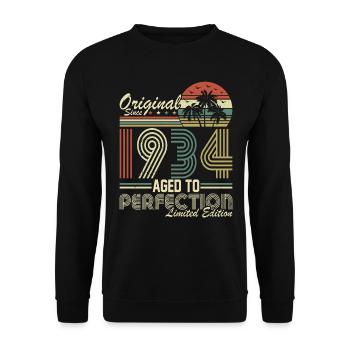 90th Birthday Vintage Retro - Original 1934 - Unisex Sweatshirt - black - Front - Alina (178cm) & Michal (187cm)