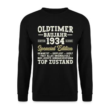 Vintage 1934 - 90. Geburtstag - Unisex Pullover - Schwarz - Vorne - Alina (178cm) & Michal (187cm)