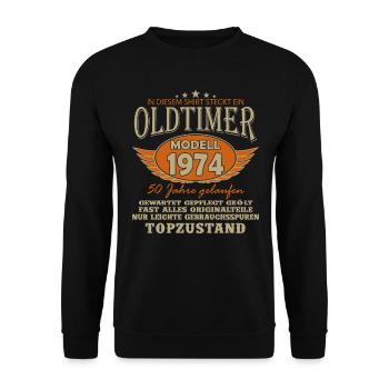 Legendärer 50. Geburtstag 1974 - Unisex Pullover - Schwarz - Vorne - Alina (178cm) & Michal (187cm)