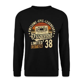 Vintage Birthday Joy 1938 - Unisex Sweatshirt - black - Front - Alina (178cm) & Michal (187cm)
