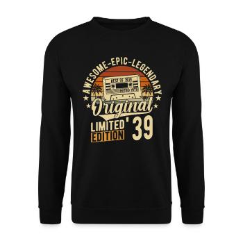 1939 Vintage Anniversaire 85 - Sweat-shirt Unisexe - noir - Devant - Alina (178cm) & Michal (187cm)