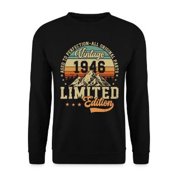 78th Birthday Vintage Retro 1946 - Unisex Sweatshirt - black - Front - Alina (178cm) & Michal (187cm)