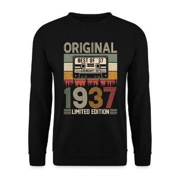 Vintage 87e anniversaire rétro cadeau 1937 - Sweat-shirt Unisexe - noir - Devant - Alina (178cm) & Michal (187cm)