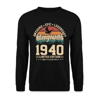 Vintage 84th Birthday 1940 - Unisex Sweatshirt - black - Front - Alina (178cm) & Michal (187cm)