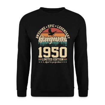 Légendaire 74e anniversaire 1950 - Sweat-shirt Unisexe - noir - Devant - Alina (178cm) & Michal (187cm)