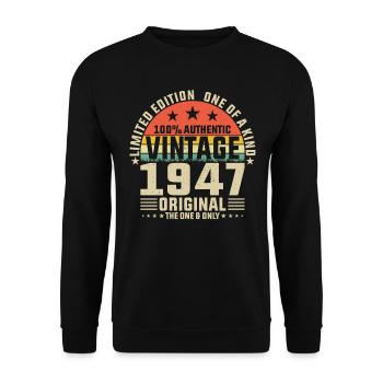 77e anniversaire Millésime 1947 - Millésime légendaire - Sweat-shirt Unisexe - noir - Devant - Alina (178cm) & Michal (187cm)