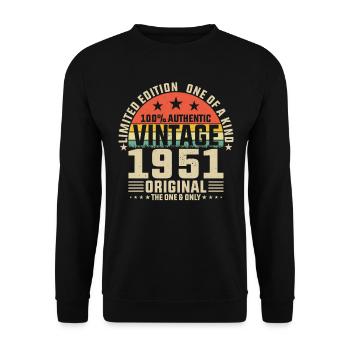 73e anniversaire Vintage 1951 Style rétro - Sweat-shirt Unisexe - noir - Devant - Alina (178cm) & Michal (187cm)