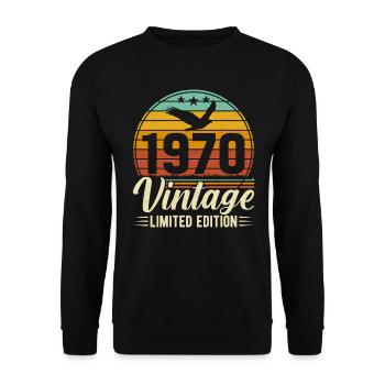 Vintage Birthday Joy 1970's - Unisex Sweatshirt - black - Front - Alina (178cm) & Michal (187cm)