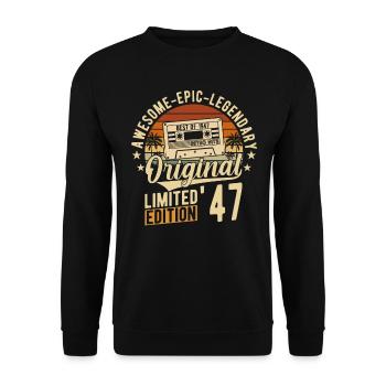 Millésime 1947 joie d’anniversaire - Sweat-shirt Unisexe - noir - Devant - Alina (178cm) & Michal (187cm)