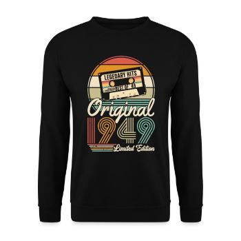 Chemise d’anniversaire rétro vintage 1949 - 75 ans - Sweat-shirt Unisexe - noir - Devant - Alina (178cm) & Michal (187cm)