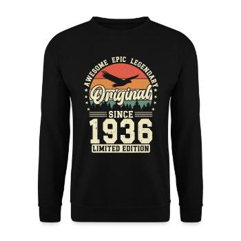 Vintage Geburtstagsfreude 1936 - Unisex Pullover - Schwarz - Vorne - Alina (178cm) & Michal (187cm)
