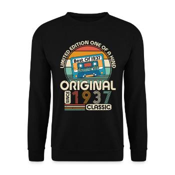 87e anniversaire Vintage 1937 Style rétro - Sweat-shirt Unisexe - noir - Devant - Alina (178cm) & Michal (187cm)