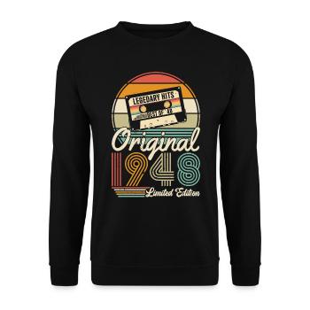 Vintage 1948 - Birthday Anniversary in Retro Style - Unisex Sweatshirt - black - Front - Alina (178cm) & Michal (187cm)