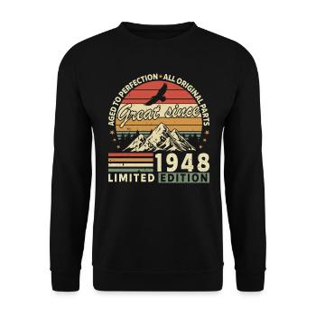 76 Years Vintage Birthday 1948 - Unisex Sweatshirt - black - Front - Alina (178cm) & Michal (187cm)