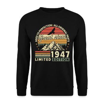 Millésime 1947 Anniversaire - Sweat-shirt Unisexe - noir - Devant - Alina (178cm) & Michal (187cm)