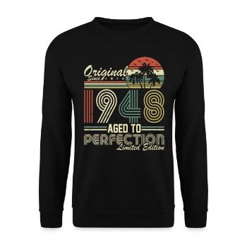 76e anniversaire Millésime 1948 - Sweat-shirt Unisexe - noir - Devant - Alina (178cm) & Michal (187cm)