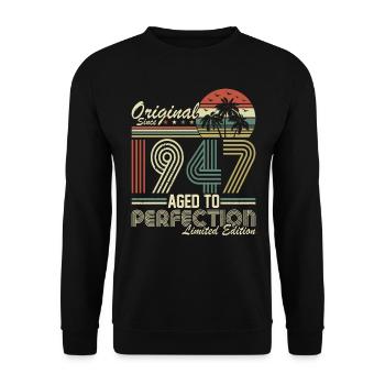 Millésime 1947 - 77ème anniversaire, style rétro - Sweat-shirt Unisexe - noir - Devant - Alina (178cm) & Michal (187cm)