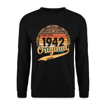 Vintage 1942 Birthday - Unisex Sweatshirt - black - Front - Alina (178cm) & Michal (187cm)