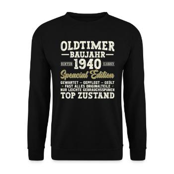 84th Birthday Vintage 1940's - Unisex Sweatshirt - black - Front - Alina (178cm) & Michal (187cm)