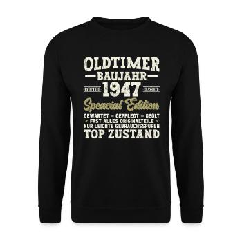 Millésime 1947 Anniversaire - Sweat-shirt Unisexe - noir - Devant - Alina (178cm) & Michal (187cm)