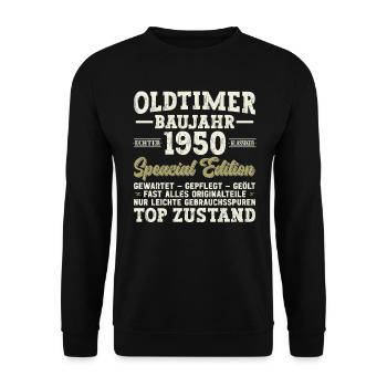 Anniversaire vintage des années 1950 - Sweat-shirt Unisexe - noir - Devant - Alina (178cm) & Michal (187cm)