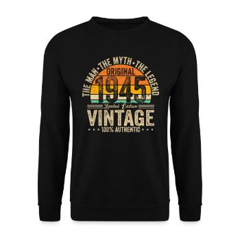79th Birthday - Vintage Vintage 1945 - Unisex Sweatshirt - black - Front - Alina (178cm) & Michal (187cm)
