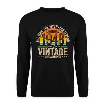 Millésime 1948 - Anniversaire Millésime - Sweat-shirt Unisexe - noir - Devant - Alina (178cm) & Michal (187cm)