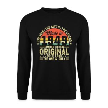 75th Birthday Vintage 1949 - Unisex Sweatshirt - black - Front - Alina (178cm) & Michal (187cm)